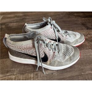 Size 9 Nike Flyknit Racer G Women's Golf Shoes Wolf Grey Solar Red 909769-002